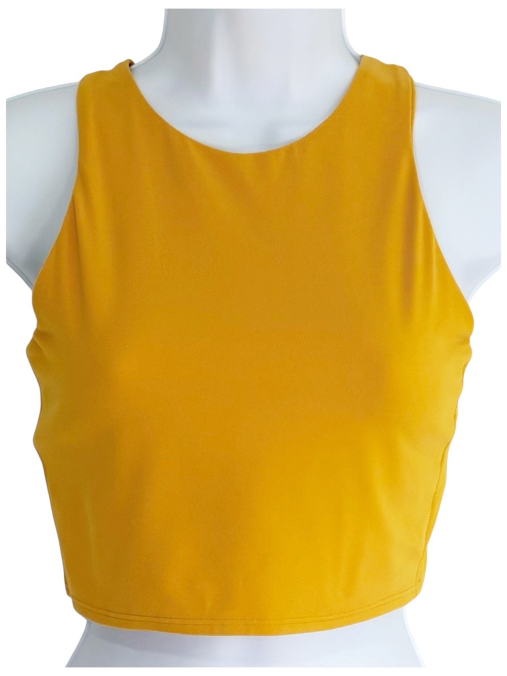 ATHLETA Mustard Yellow Crop Tank Sports Bra Racerback Pilates Small